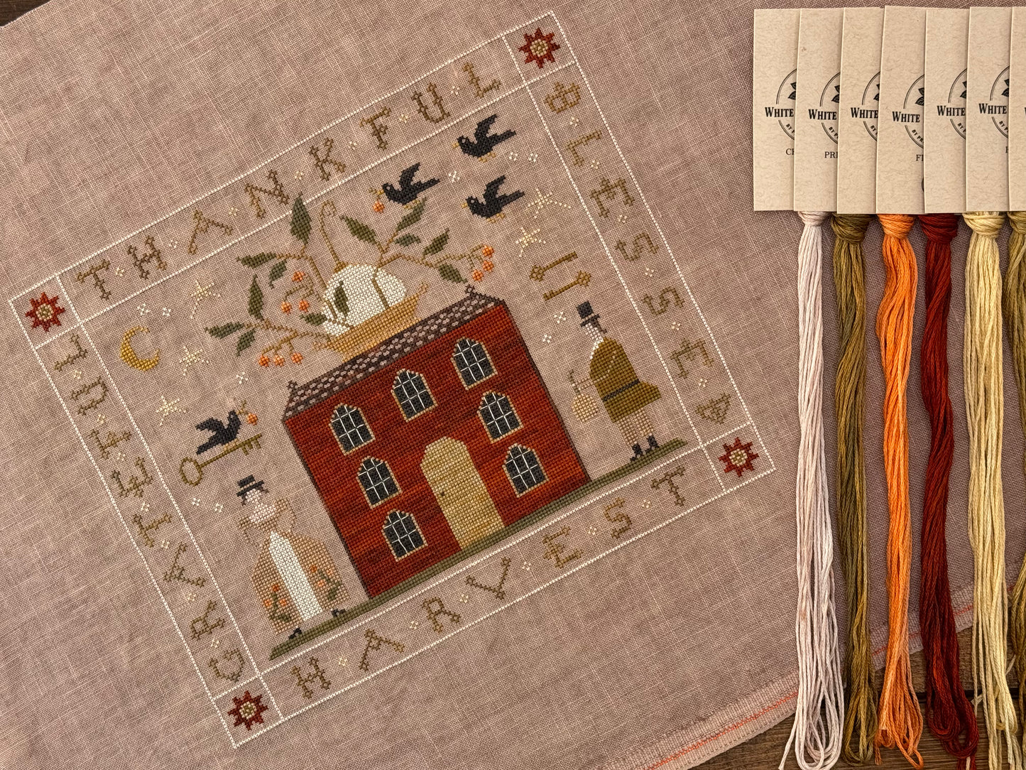 "Grateful, Thankful & Blessed" (With Thy Needle & Thread)- White Rose Threads Conversion Thread Pack