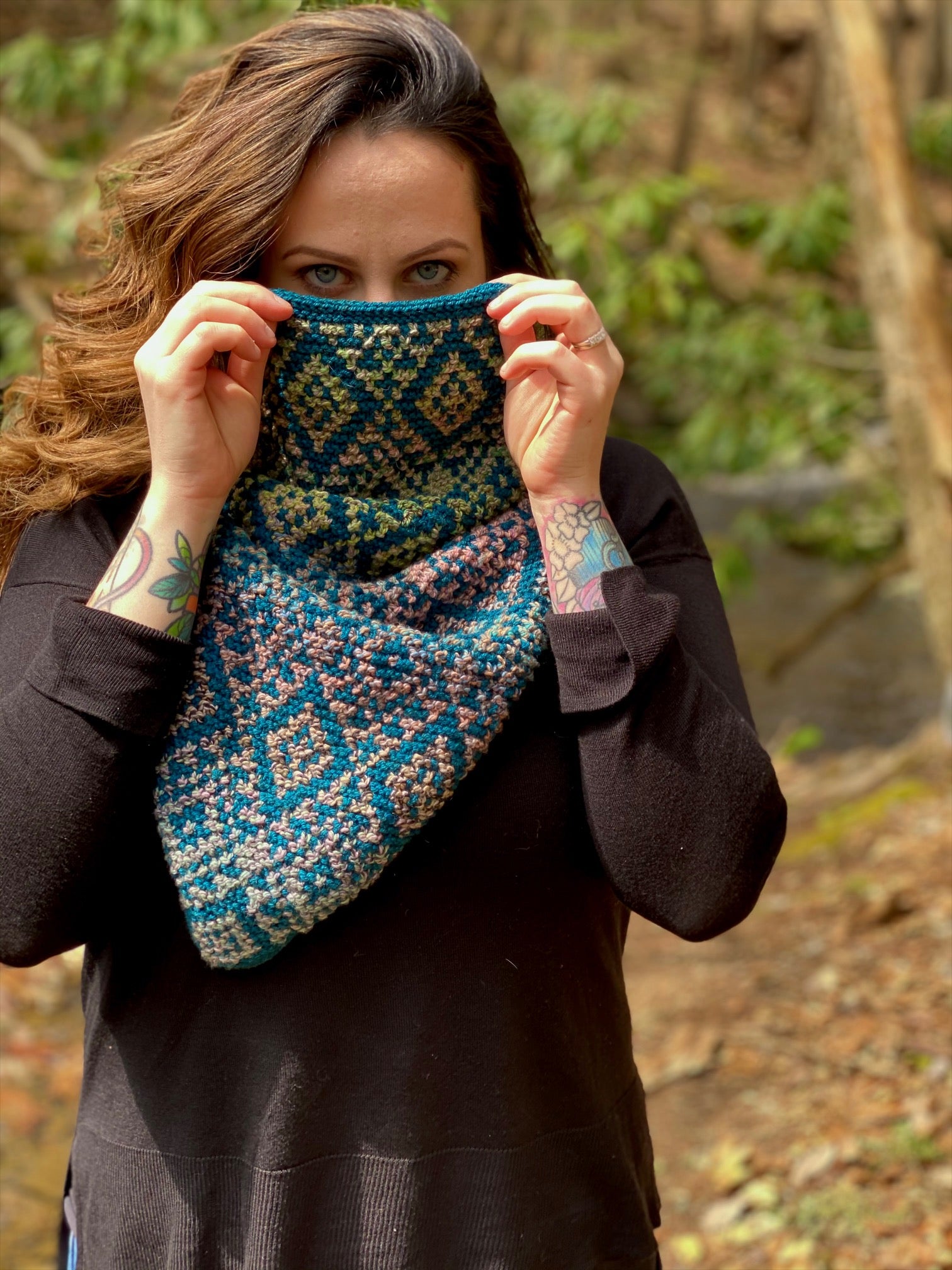 Linen Stitch Bandana Cowl Crochet Pattern Infinity Scarf Crochet