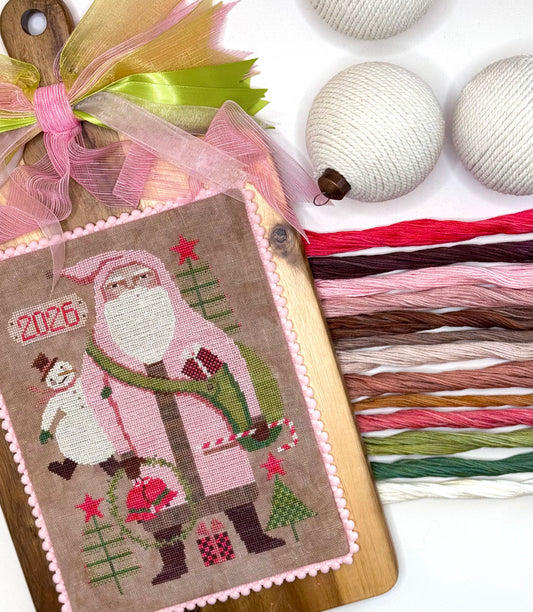 "Pink Coat Santa" (Teresa Kogut)- White Rose Threads Conversion Thread Pack