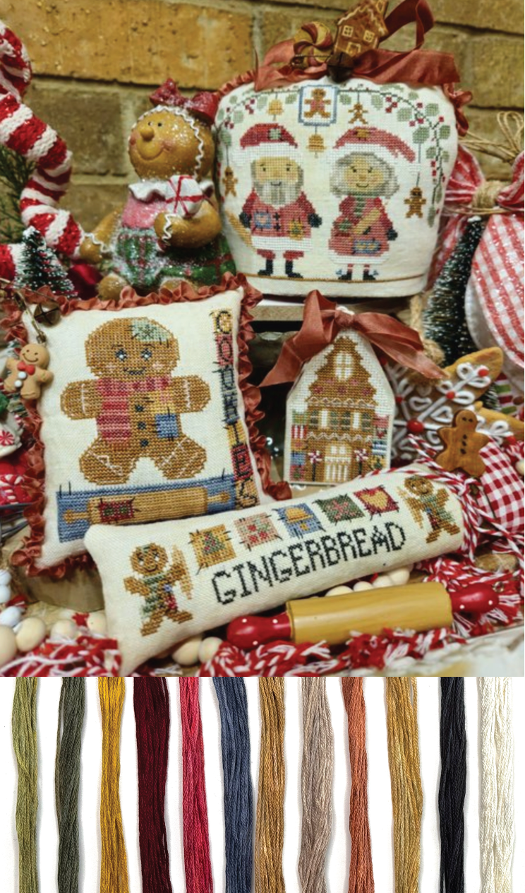 *PRE-ORDER* "Gingerbread Theives" (Quaintrose Needlearts)- White Rose Threads Conversion Thread Pack