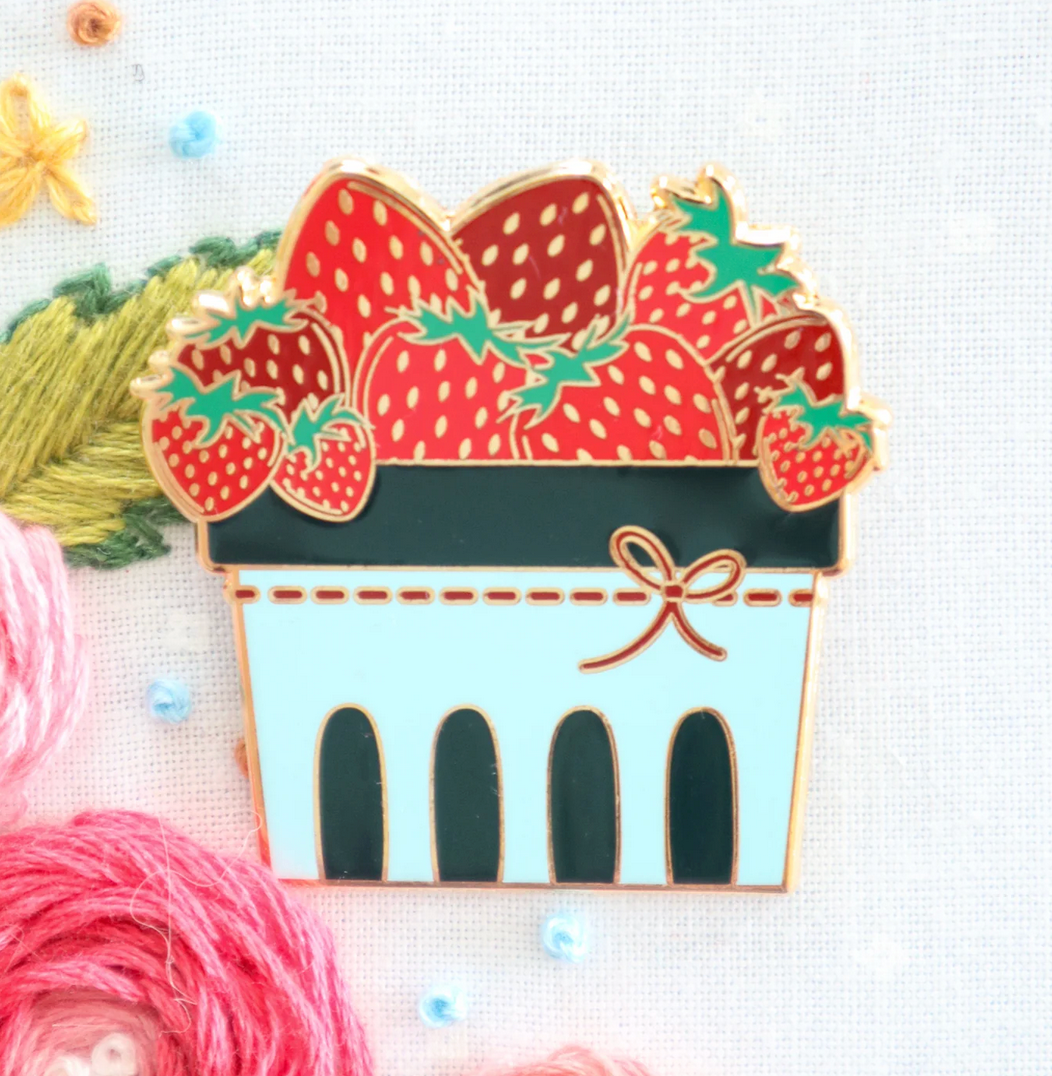Strawberry Basket Needle Minder- Flaming Toes