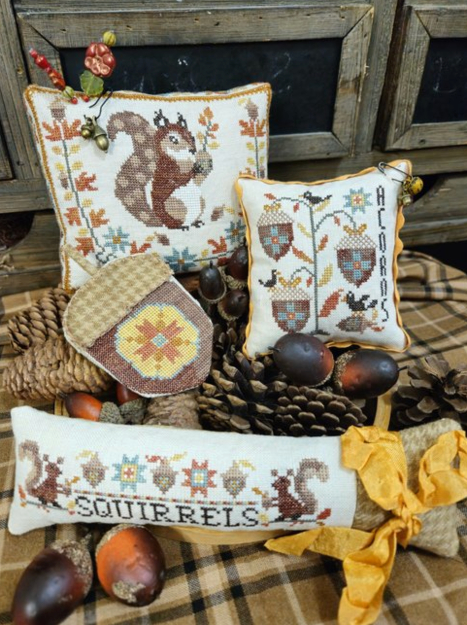"Acorn Thieves"- Quaint Rose Needlearts
